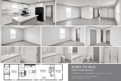 Floor plan for 2 beds, 2 baths, 840 sqft